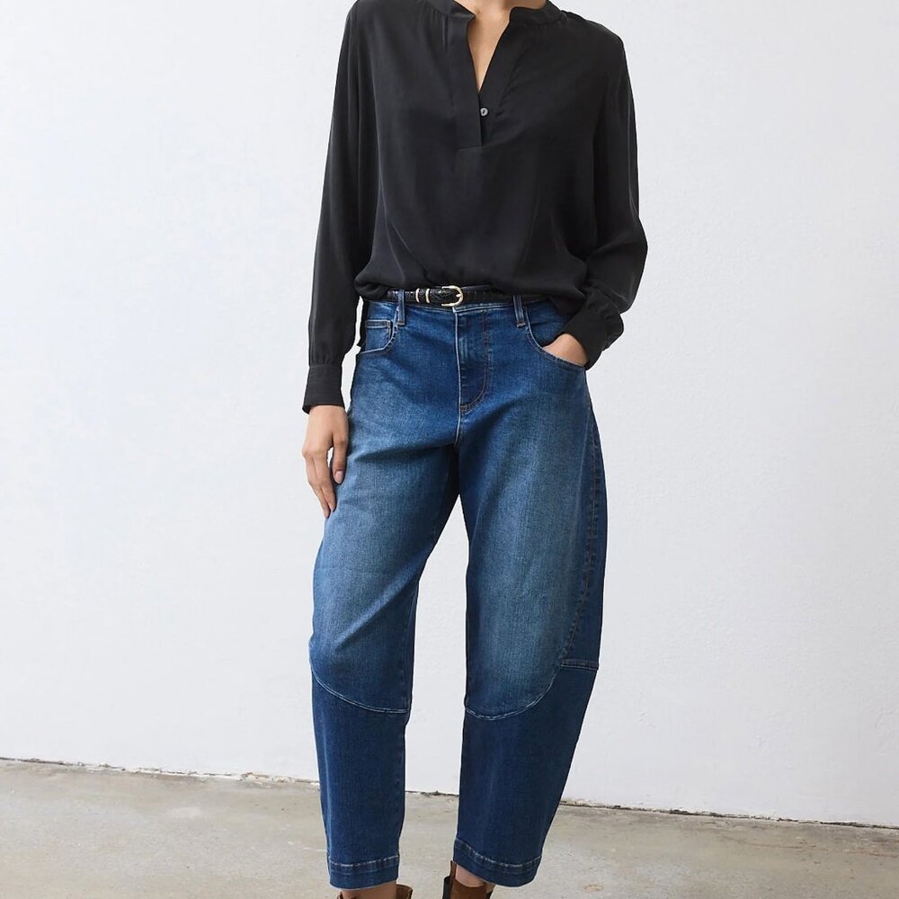 NEW Ruti Petite Denim Wide-ish Pants, Medium Wash, 8P - Picture 6 of 15